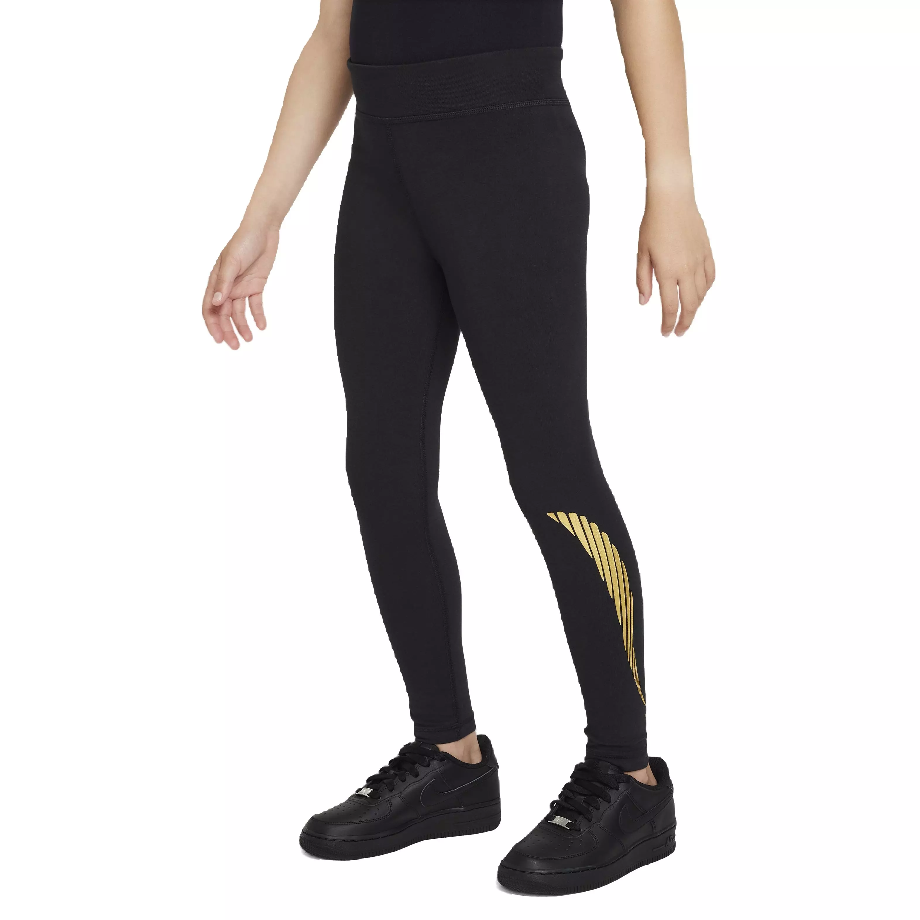 Black nike leggings with gold cheap logo